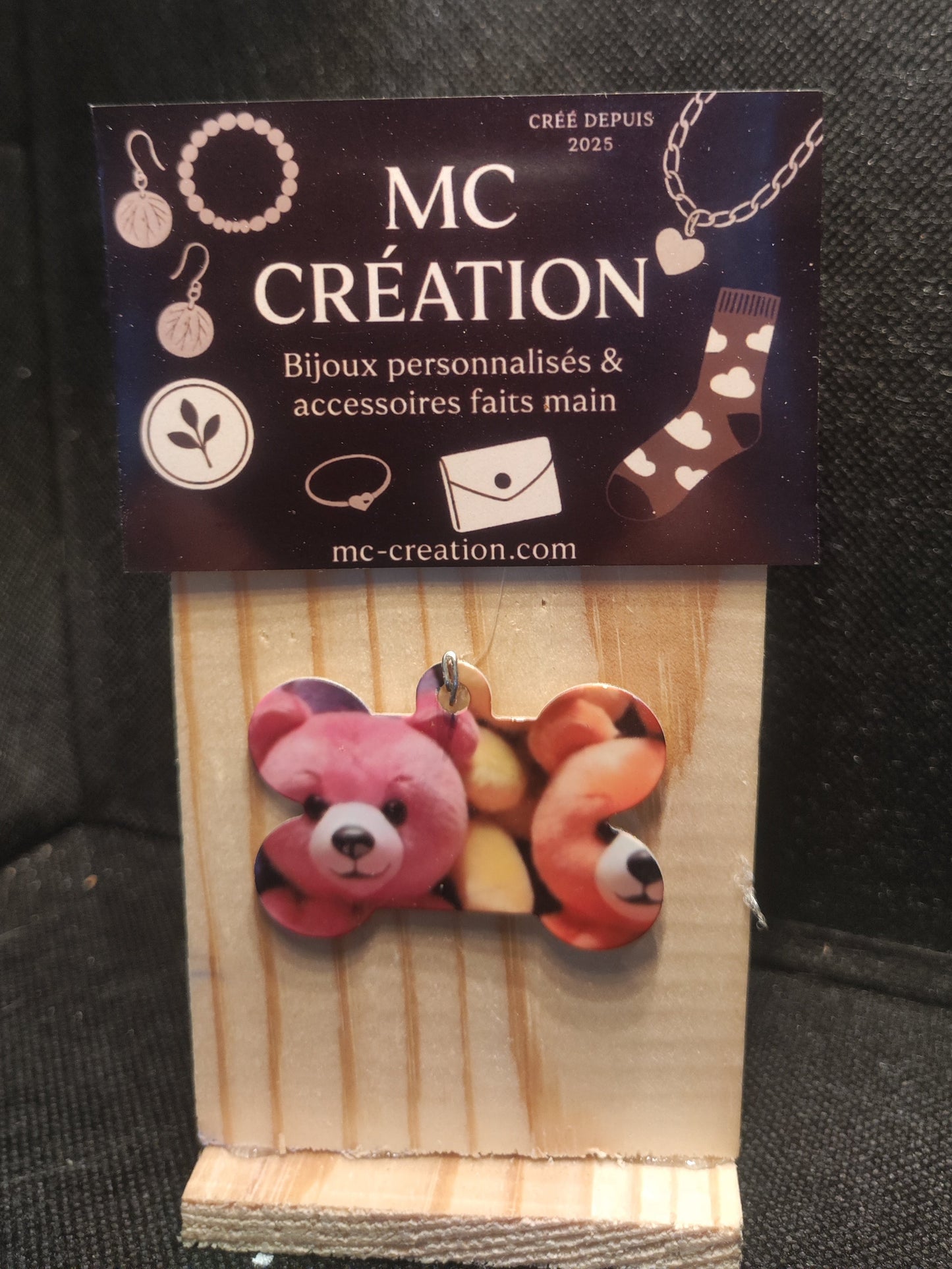 médaille métal chien ourson